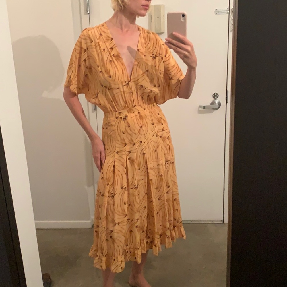 Adriana Degreas Silk Banana print Dress